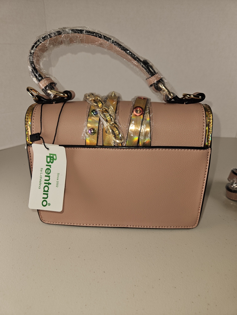 NWT Bretano Chic Blush Top-Handle Crossbody Bag with Statement Hardware - Picture 5 of 12